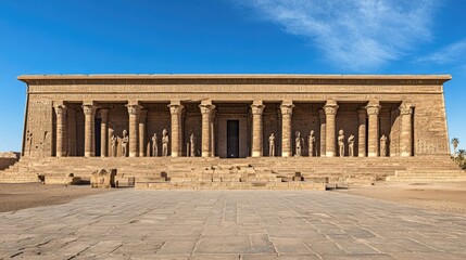 Obraz premium A wide shot of the Dendera Temple complex, highlighting the symmetry and grandeur of this ancient structure.