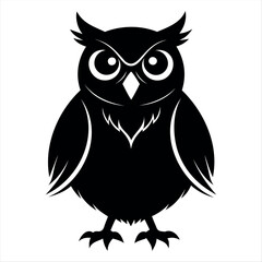 Christmas vector a stylized black and white illustration of an owl with large eyes and feathered chest design facing forward