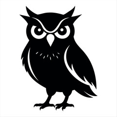 OWL bird black silhouette Isolated on a white background, owl bird set vector illustration