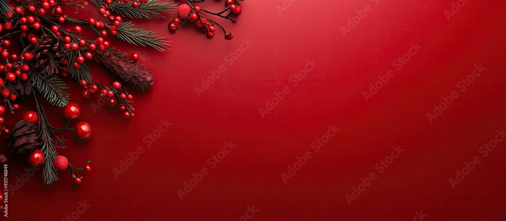 Aufkleber red background for the christmas holiday embodying a festive and fun concept. with copy space image.