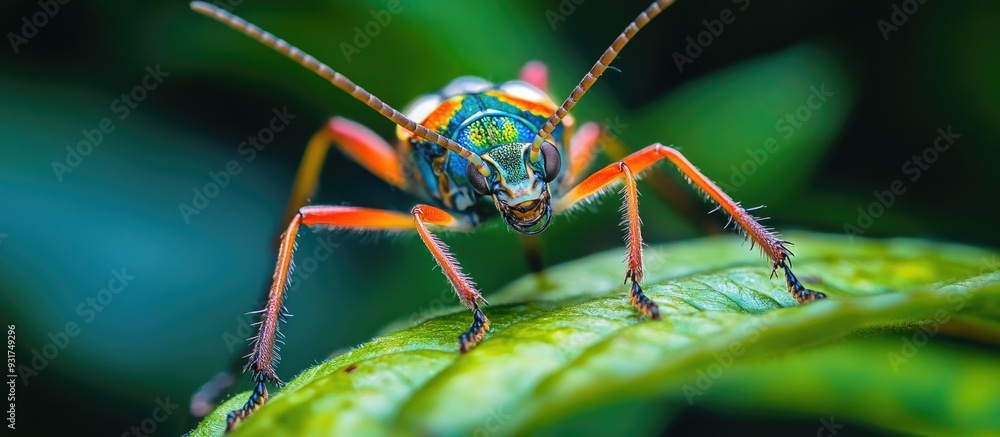 Aufkleber Close up shot of an insect on a garden plant. with copy space image. Place for adding text or design