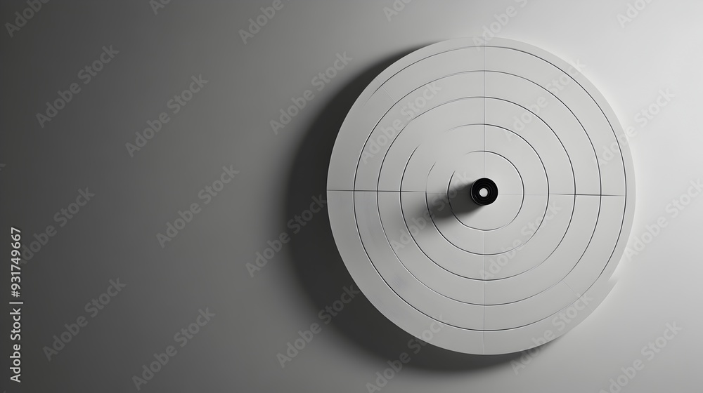 Poster clean and precise white archery target with minimal background a simple geometric archery target wit