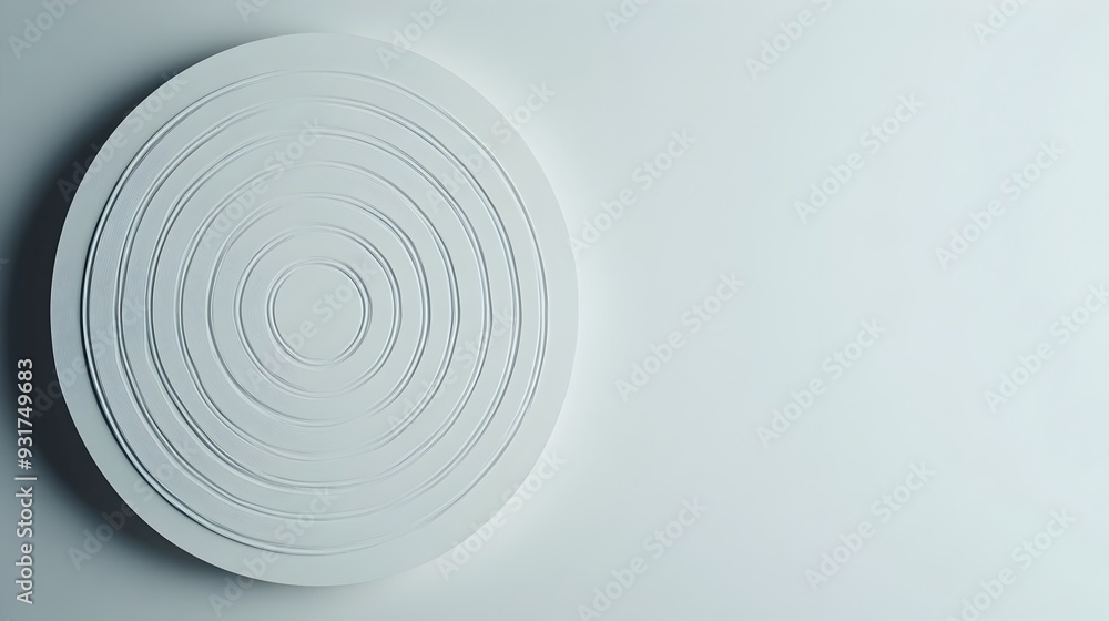 Poster elegant and minimalist white archery target with clean sharp and geometric design against a plain ba