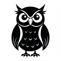 Christmas vector a stylized black and white illustration of an owl with large eyes and prominent ear tufts design art