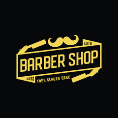 Barber shop logo and white vintage labels illustration templates vintage design tools vector.