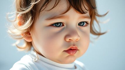 Naklejka premium Portrait of a baby girl with blue eyes