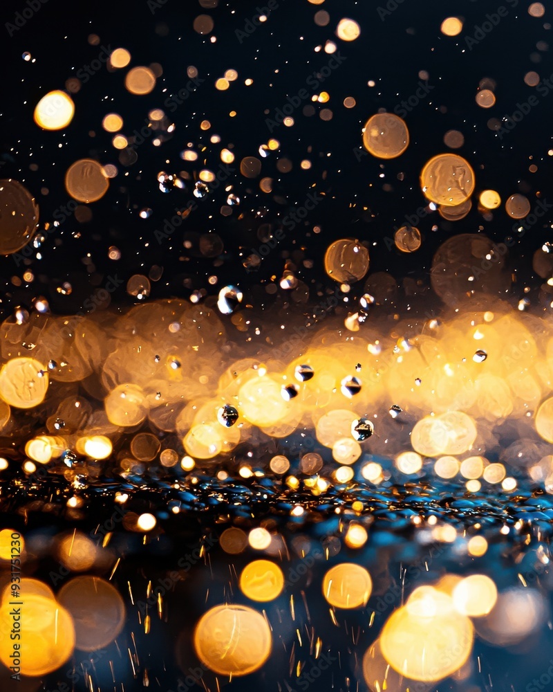 Aufkleber a mesmerizing display of shimmering droplets and glowing bokeh lights, creating a captivating sparkl
