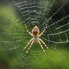 Obraz premium Close-up photo of a spider spinning its web