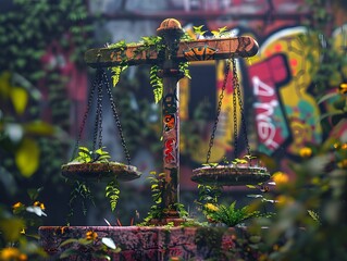 Overgrown Scales of Justice.