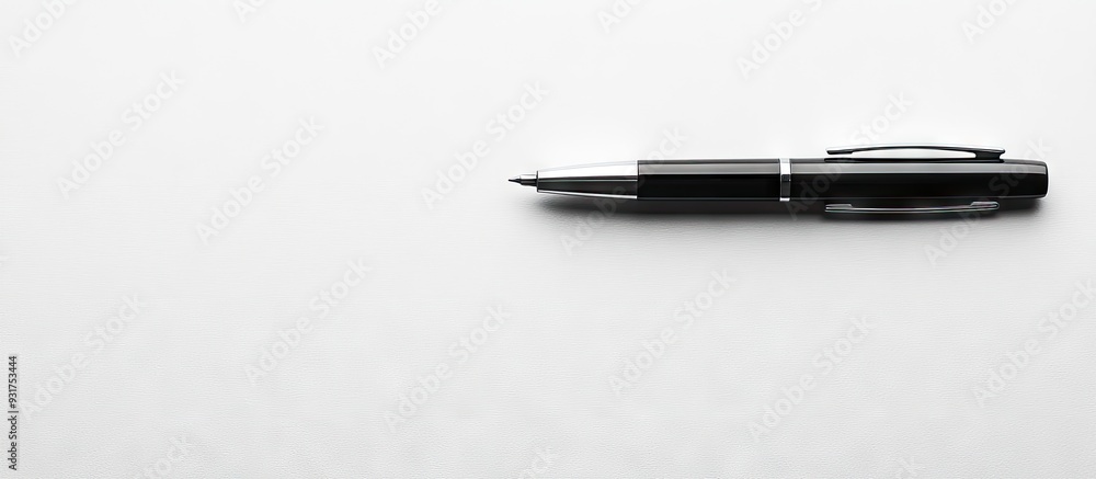 Poster The pen is placed on a blank notebook. with copy space image. Place for adding text or design