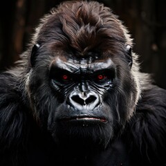 Naklejka premium the AI Image Generator, Portrait of a gorilla. Studio shot on a dark