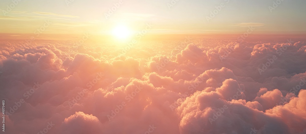 Poster Rays from the setting sun filter through the clouds. with copy space image. Place for adding text or design