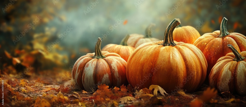 Aufkleber pumpkins of autumn. with copy space image. place for adding text or design