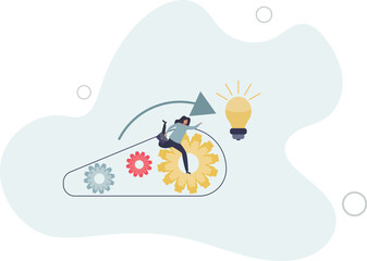 Teamwork gears as business cooperative machinery.process acceleration concept.flat design with people.