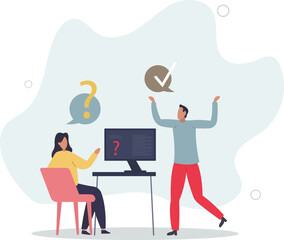 Human resources work process with CV evaluation, skill and qualification expertise using conversation .flat design with people.