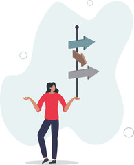 Assistance for destination choice and searching for self development path .flat design with people.