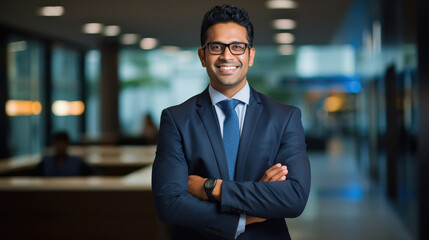 Fototapeta premium young indian businessman standing at office