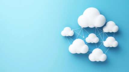 Ecosystem nodes, interconnected cloud elements, 3D illustration