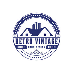 Real estate logo design with vintage badge template.