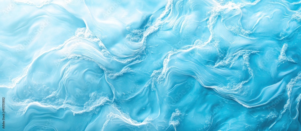 Poster beautiful wave pattern in the blue river water ideal for use as a background or wallpaper. with copy