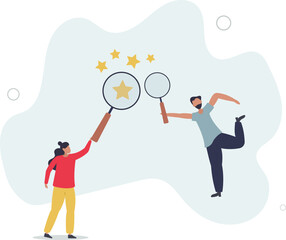 Appraisal, evaluate or assessment for quality or value, property or real estate rating evaluation,flat design with people.