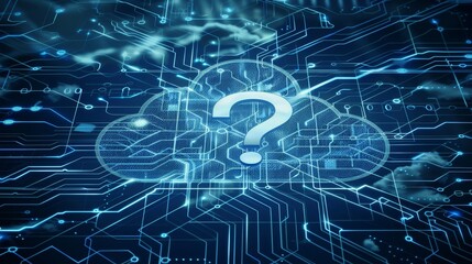 Fototapeta premium Cloud Computing Questions Concept of Cloud Network Security, Data Protection and Privacy Concerns.