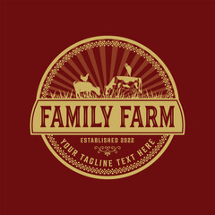 Vintage cattle farm logo premium design
