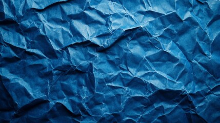 Obraz premium Phantom Blue Abstract Crumpled Paper Texture Background - Deep Ocean Colored Wallpaper Design