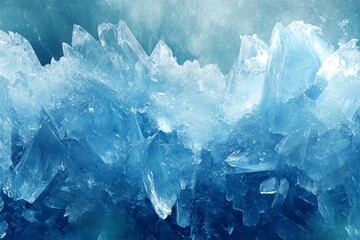Fototapeta premium Frozen Elegance: Detailed Ice Crystal Illustration on Abstract Icy Background