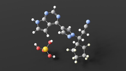 deuruxolitinib phosphate molecule 3d, molecular structure, ball and stick model, structural chemical formula tyrosine-protein kinase inhibitors