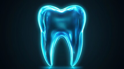 Bright and Healthy Tooth Illustration with Glowing Effect, Symbolizing Teeth Whitening Concepts