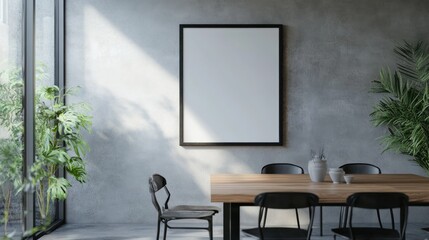 Fototapeta premium Modern Dining Room with Blank Canvas