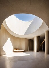 Serene Minimalism: The Endless White Sand Cylinder Corridor