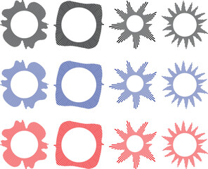 Circle sound wave collection. High frequency radio wave, Sound waves, Equalizer, Audio waves, Radio signal. Symbol of waveform burst rays.