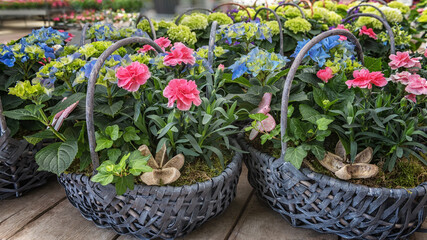 Decorative wicker basket with Flowers