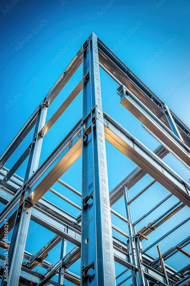 Aufkleber galvanized structural beams, galvanized structural beams form a robust framework in a modern constru