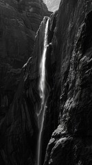Monochrome Majesty: Waterfall Cascades in Timeless Grace, Black and white phone wallpaper 