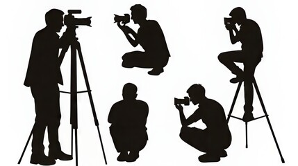 Silhouettes of diverse photographers capturing the moment.
