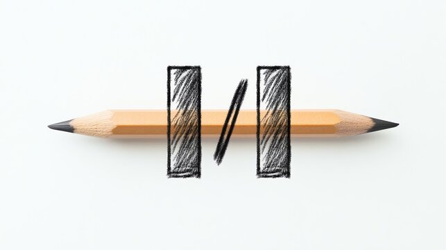 A pencil draws two parallel lines on white paper.
