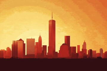 Obraz premium New york city skyline silhouette, illustration, vector art