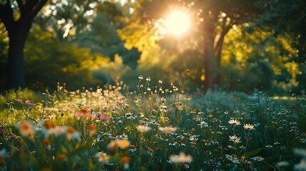 Fototapeta premium Brooklyn Botanic Garden meadow in 2023 : Generative AI