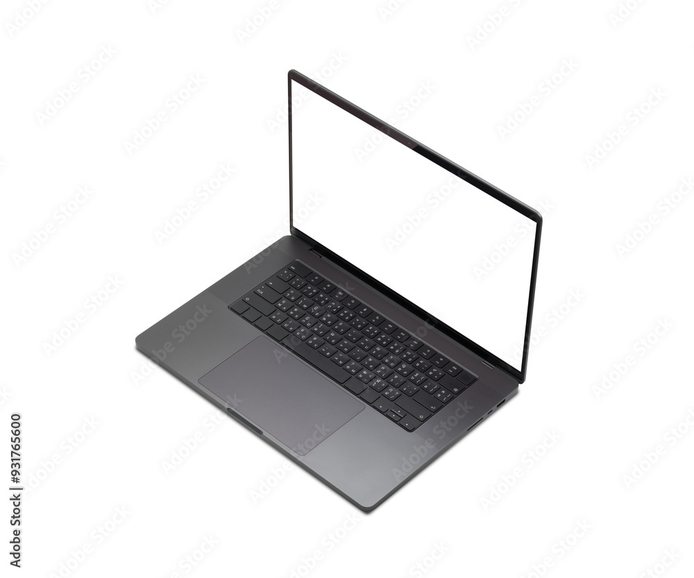Poster laptop or notebook blank screen isolated with clipping path on white background.