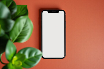 smartphone mockup image showcasing a modern device with a blank, customizable screen, perfect for presenting app designs, mobile websites, or digital content in a clean and realistic setting