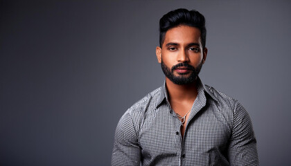 Avant Garde Fashion Model on Isolated Gray Background in Photo