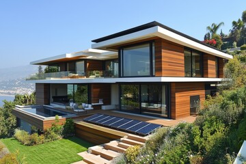 Modern Villa with a Pool and Solar Panels