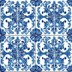 Blue and White Portuguese Tile Seamless Pattern