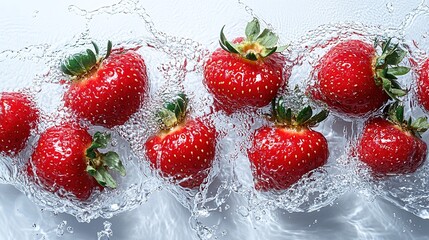 Strawberry fell into the water instant photo