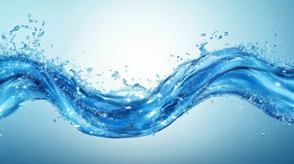 Fluid blue wave design in high definition vector art.
