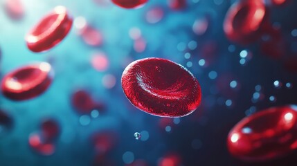 Fototapeta premium Red blood cells are suspended in a fluid environment essential for maintaining electrolyte balance in the bloodstream