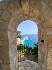 Beautiful ocean view through open window